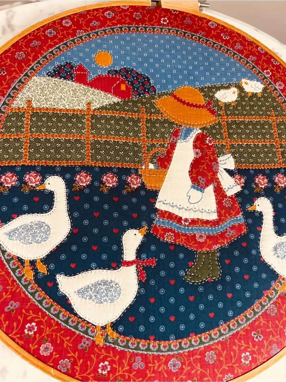 Vintage Sunbonnet Sue Embroidery Hoop Art – FarmGirlFeedingDucks–Folk Farmhouse